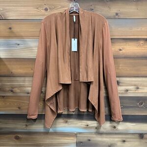ZSuppy NEW faux suede open jacket cardigan Womens Small waterfall